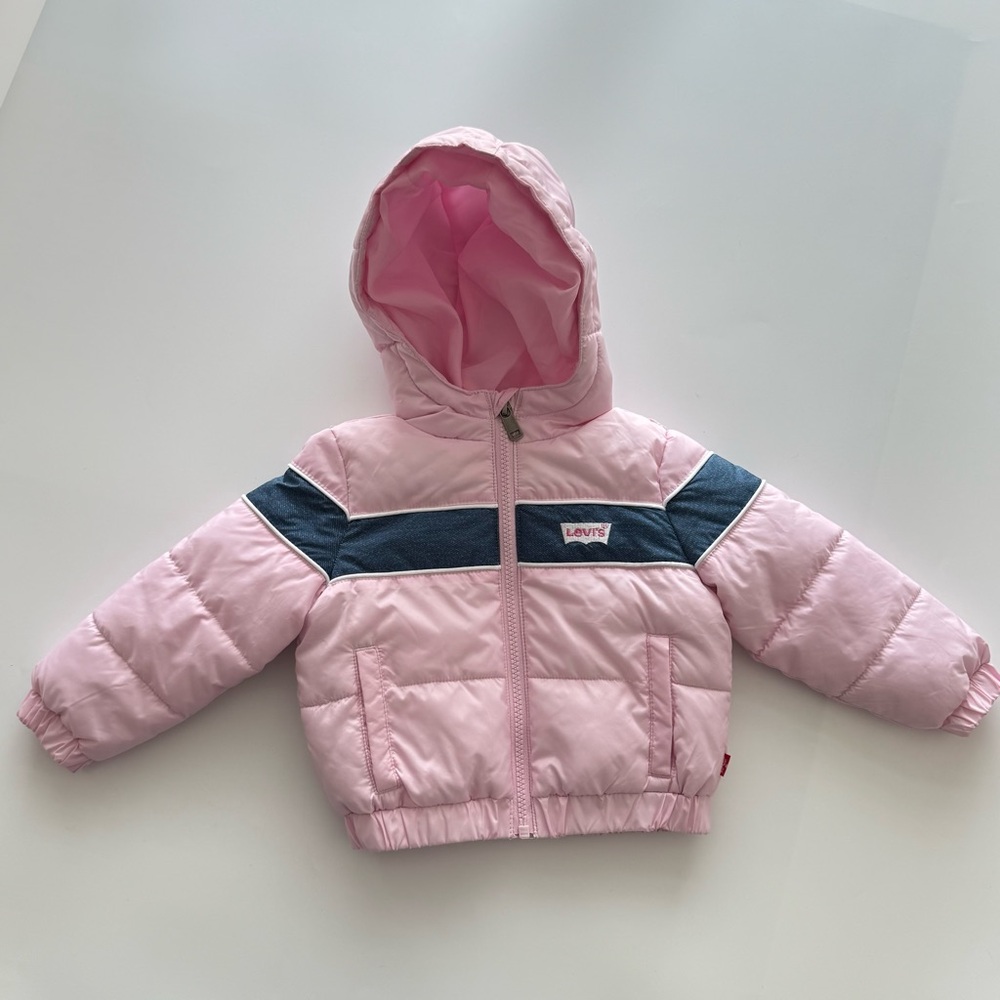 Levi's Light Pink Hooded Puffer Jacket 12 months
